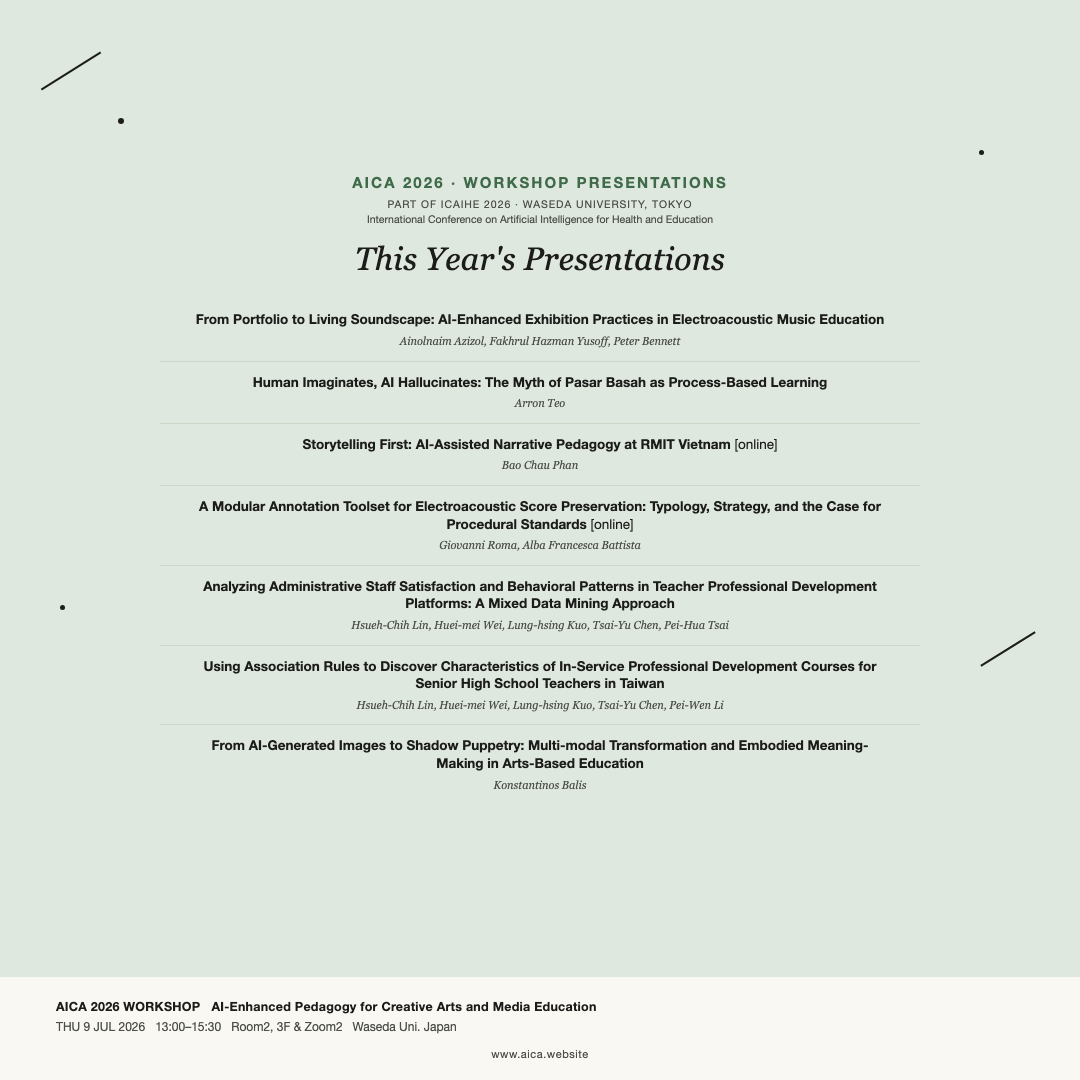 AICA 2026 Workshop Presentations poster